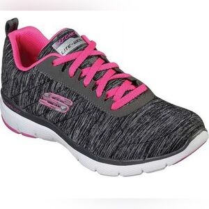 Skechers Flex Appeal 3.0 Insiders Gray Pink Memory Foam Sneakers 8